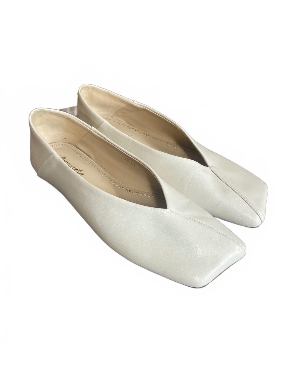 Pomoxikn square toe leather ballet flat size 8.5
